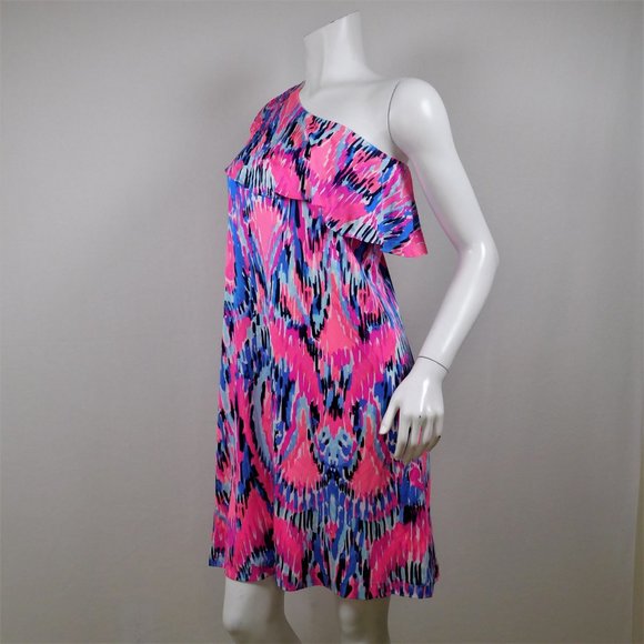 Lilly Pulitzer Amante Silk Jersey One Sleeve Dress XL (83125) - Picture 2 of 6
